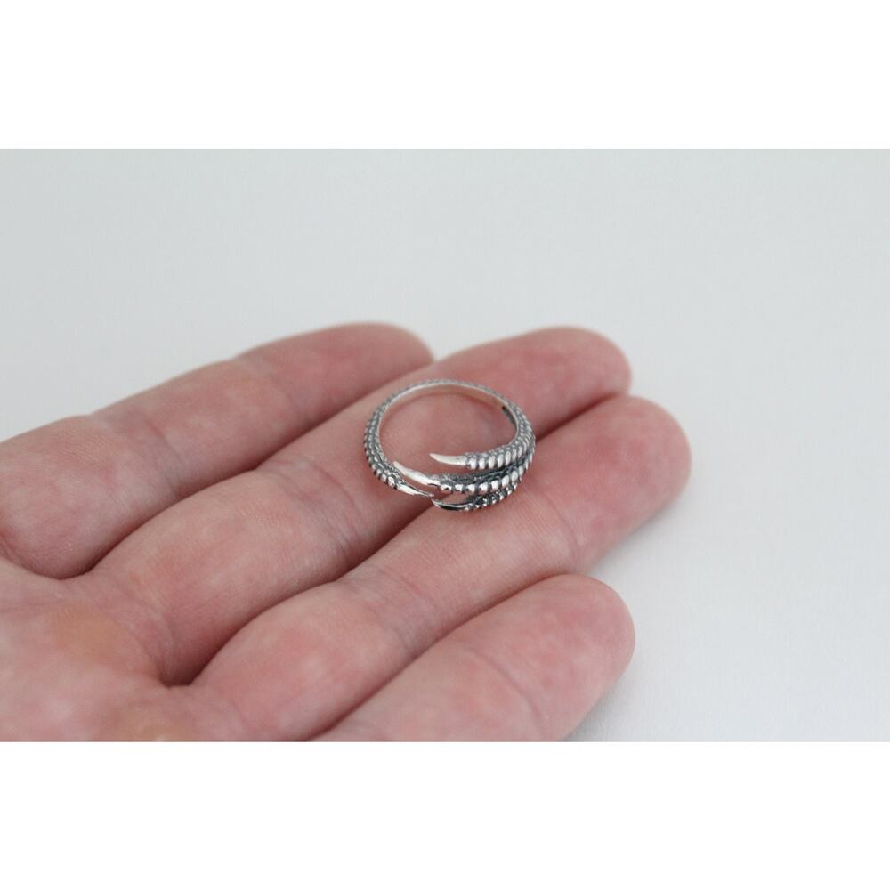 Sterling Silver Adjustable Bird Claw Ring, Silver… - image 1